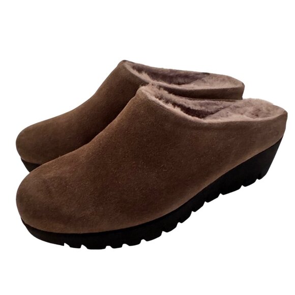 La Canadienne Toujours Stone Oiled Suede Size 7 -7.5 Mule Clog Shearling NWOB $3 - Picture 8 of 10